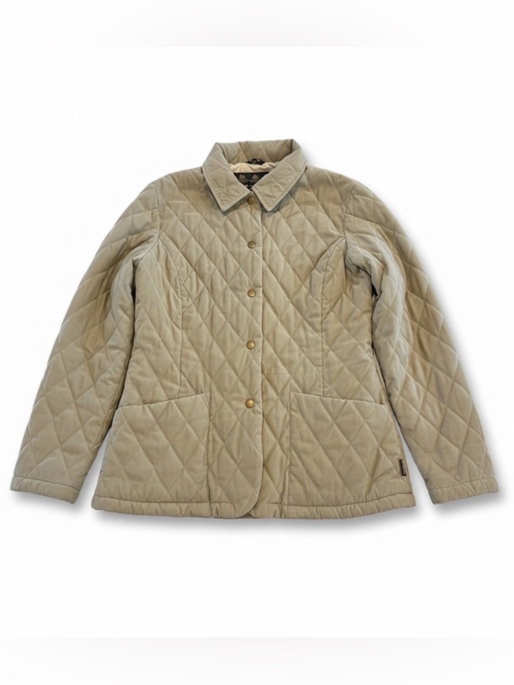 Barbour Quilted Jacket Women’s US 6 Beige Snap Front Classic Heritage‎
